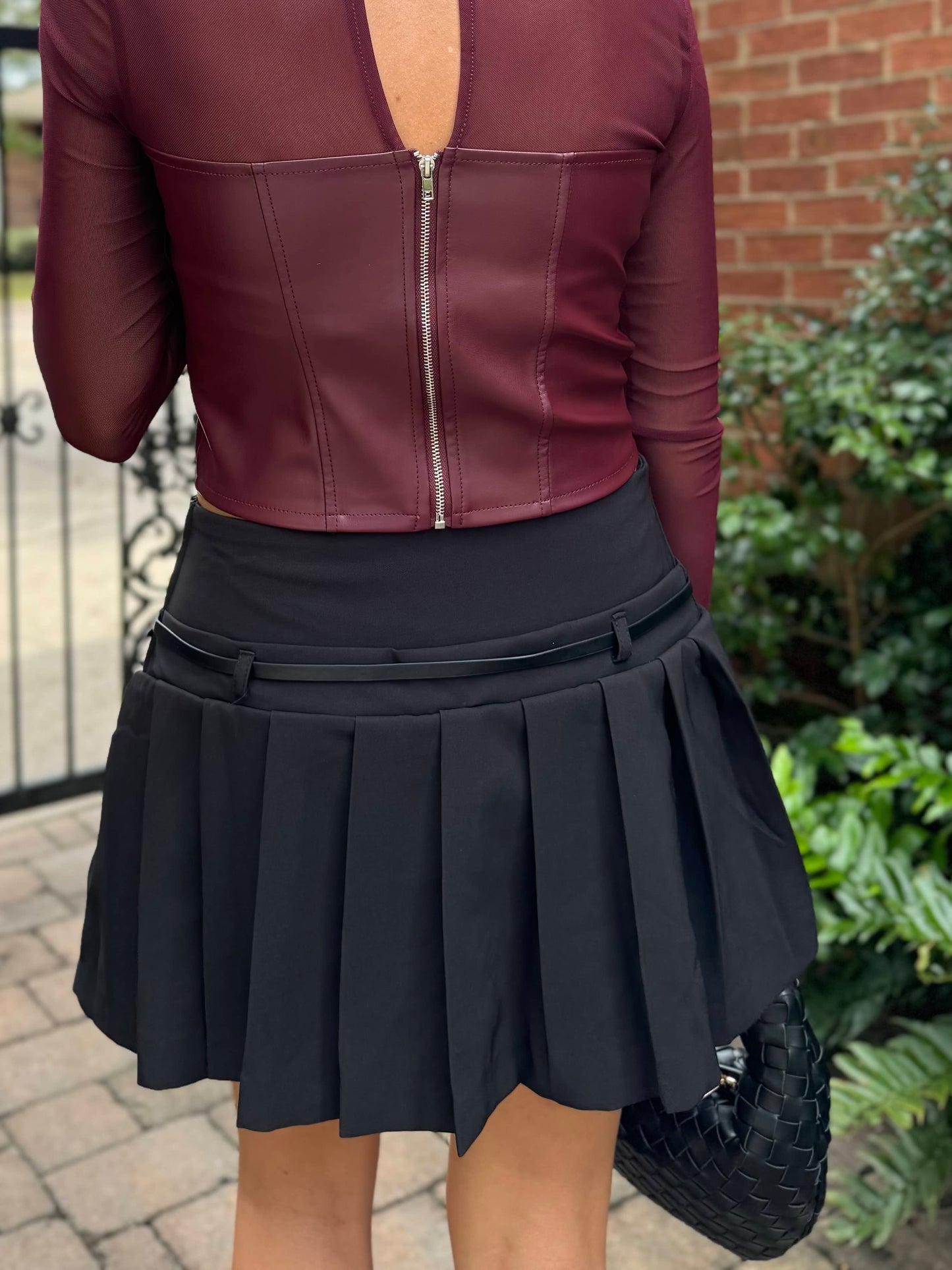 Mid Waist Pleated Mini Skirt