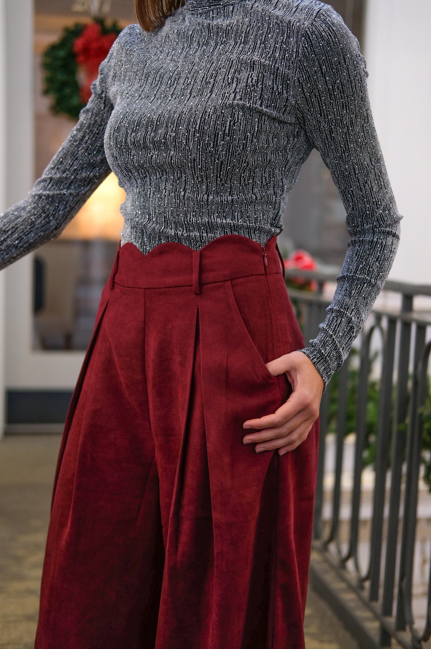 Burgundy Pants with pleats