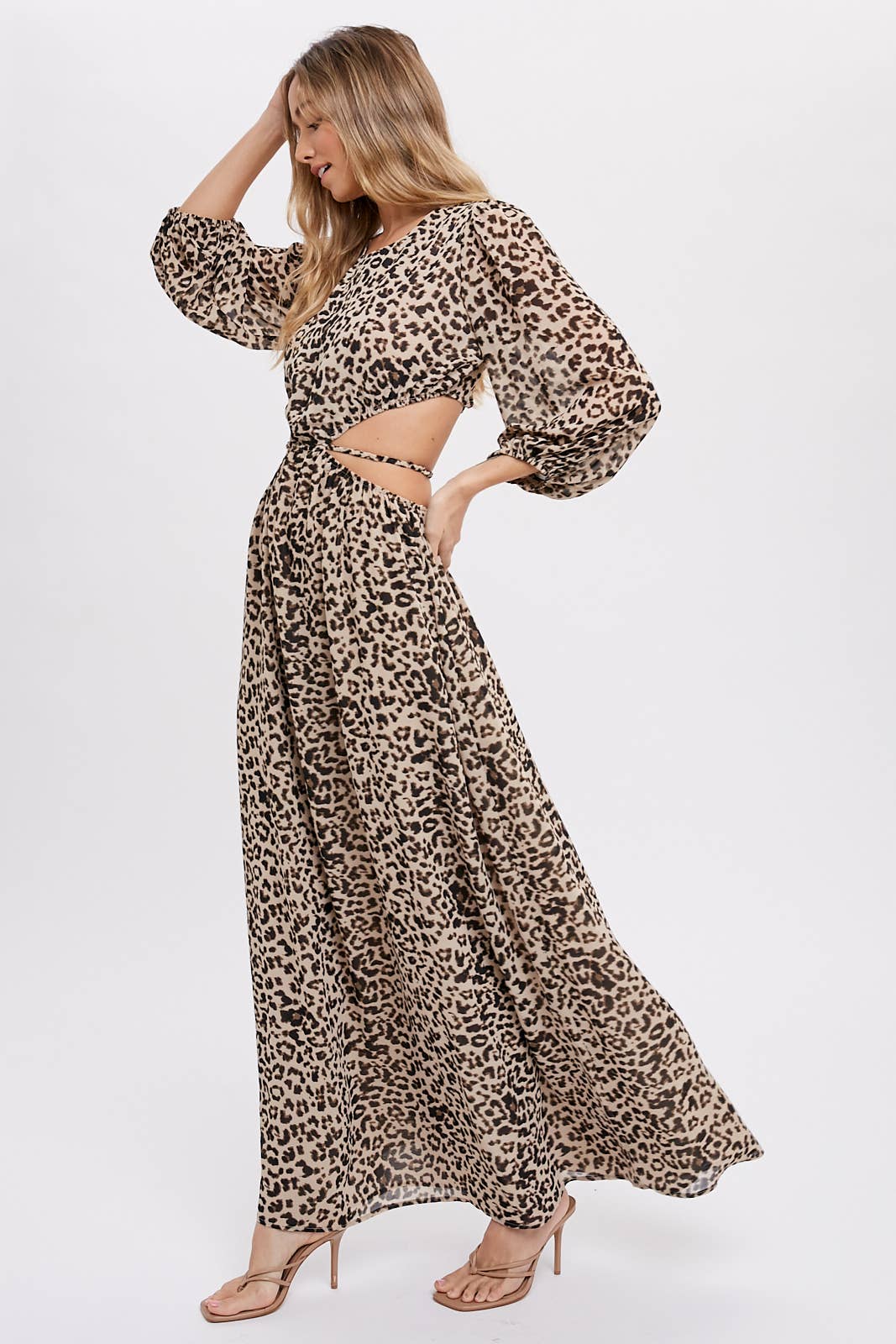 LEOPARD PRINT CUTOUT MAXI DRESS - Spiro