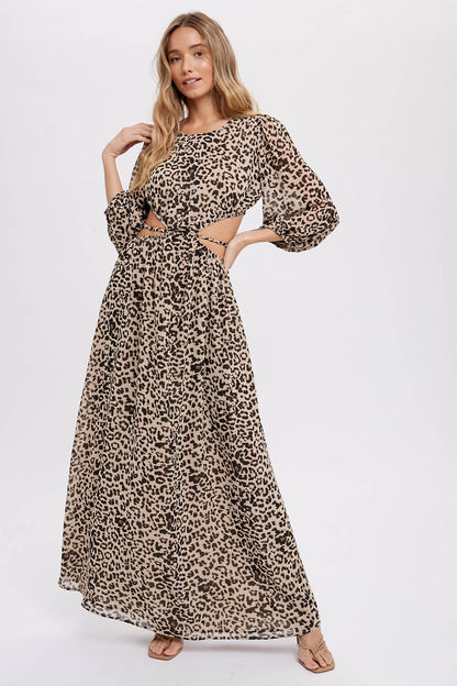 LEOPARD PRINT CUTOUT MAXI DRESS - Spiro