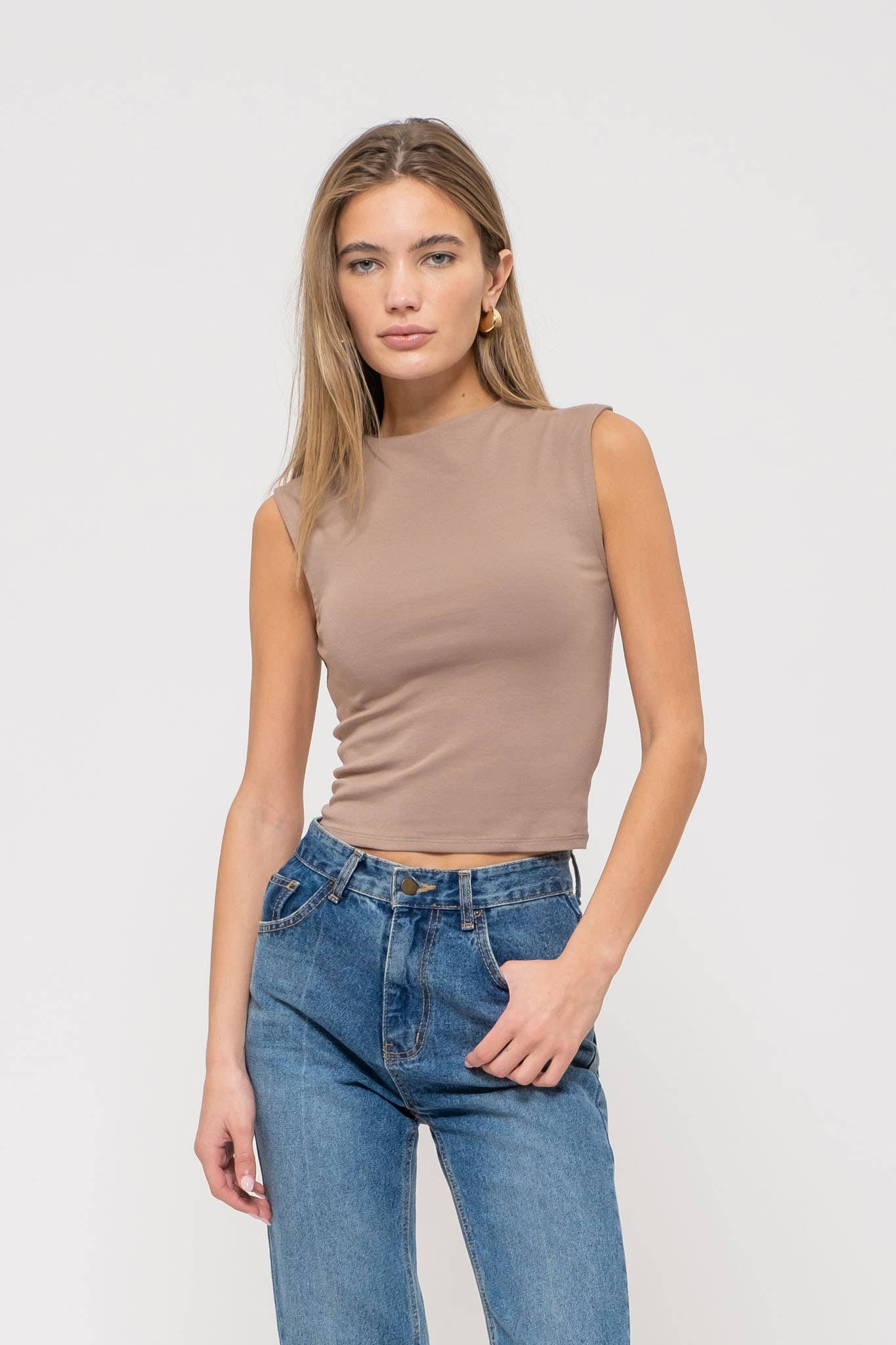 Mock Neck Basic Knit Top - Spiro