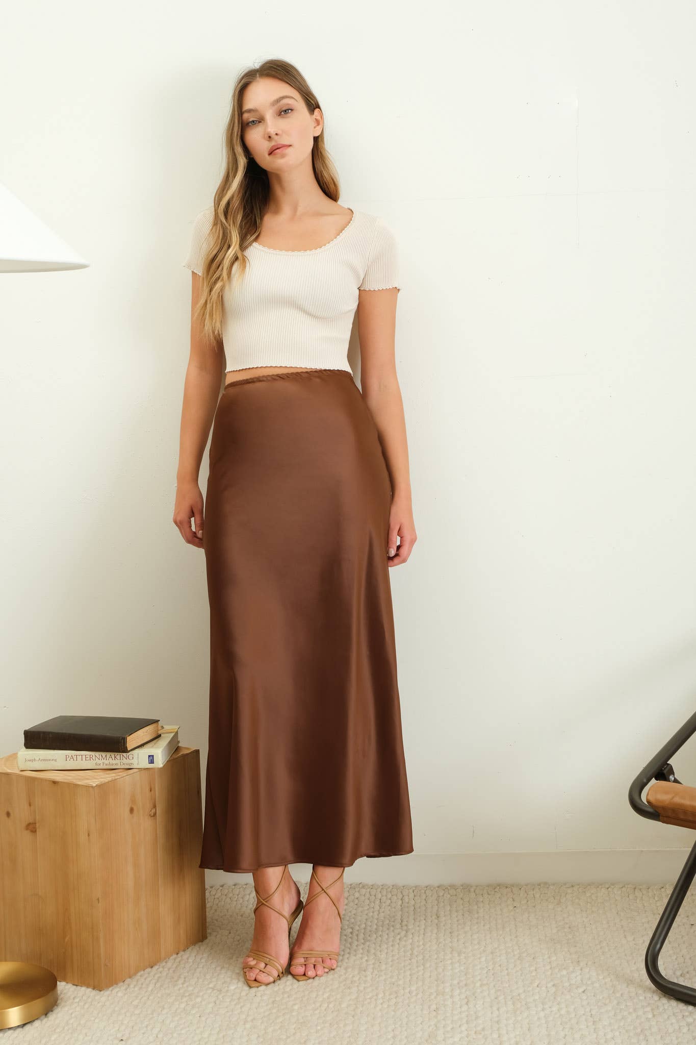 Satin Slip Midi Skirt - Spiro