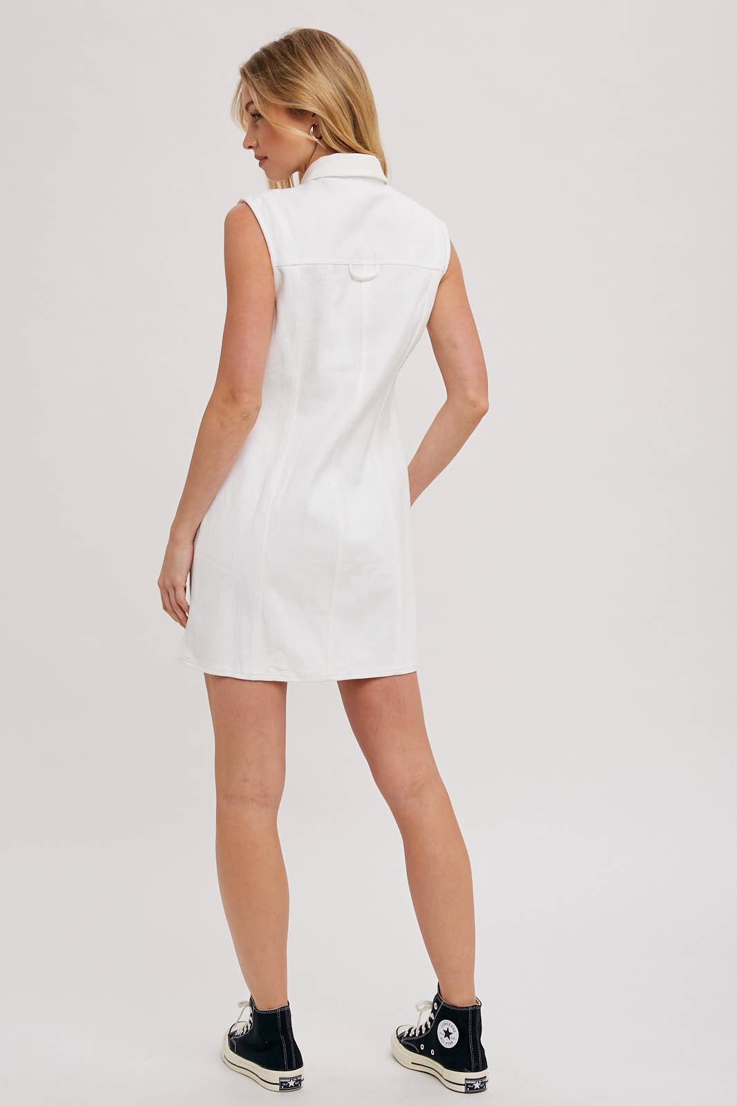 White Denim Button Up Dress - Spiro